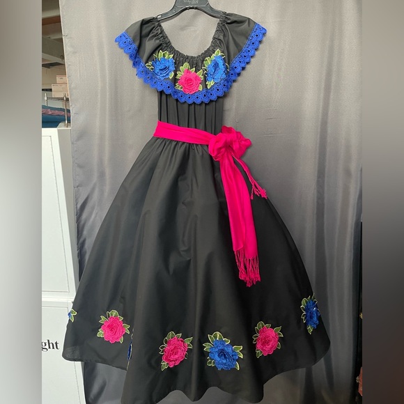 Floral Embroidered Kids Costume Dress